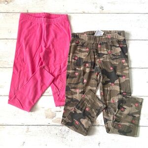GapKids 5T Girls Leggings Set of 2 Gap Kids Camo Print Hearts Pink Pants Size 5